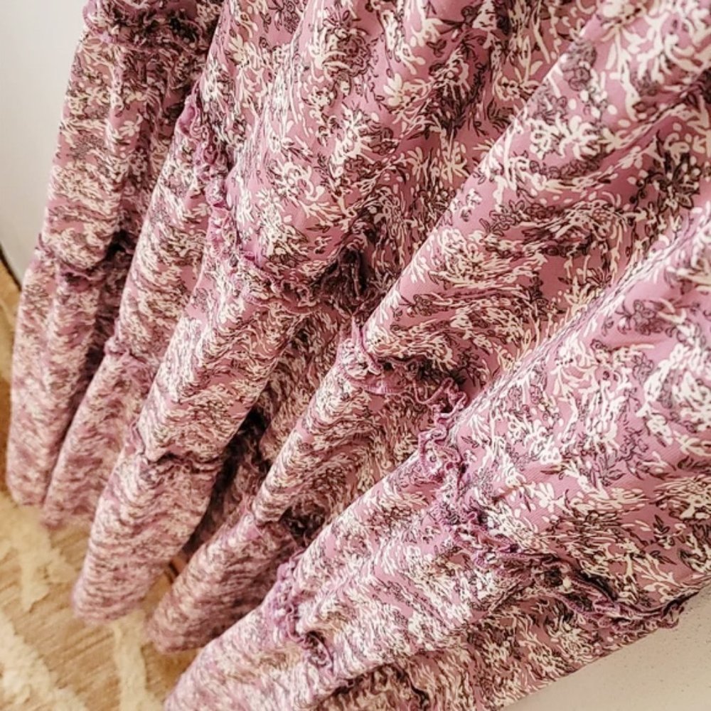 Ladies Purple Pink Mauve Floral Embroidered Tiered Maxi Dress - FINAL CLEARANCE - Picture 8 of 11